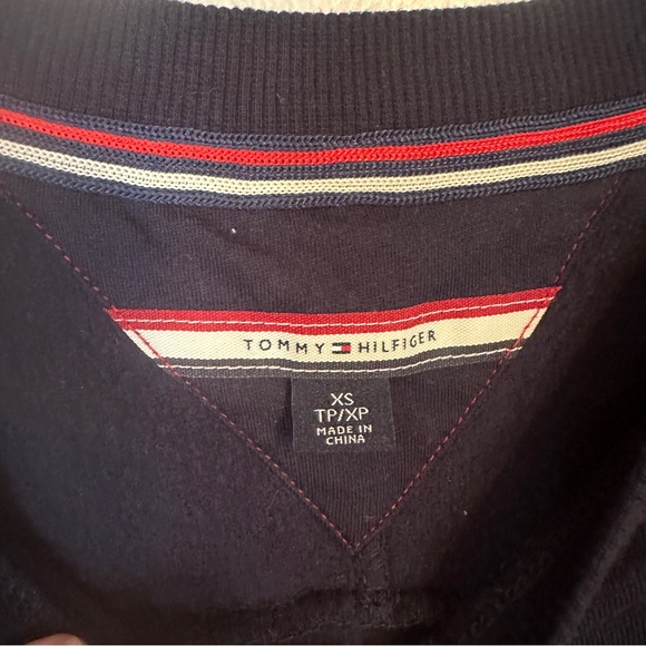 Tommy Hilfiger Size XS Fleece Spellout Tunic Sweatshirt Navy Blue - Picture 4 of 11